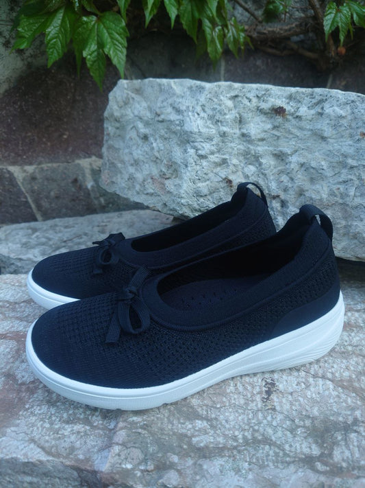 FitFlop Donna – Modello Rally Knit Sneaker Tessuto Nero (Articolo: JH8-001)